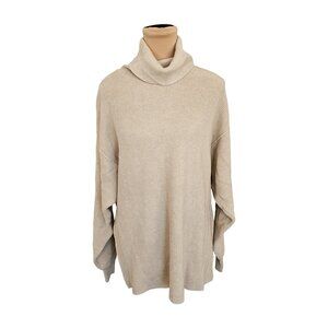 Free People Light Cream Knit Long Sleeve Turtle Neck Sweater Sz XS